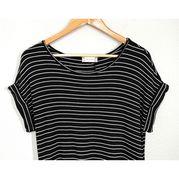 Altar’d State Black And White Striped Button Back Short Sleeve‎ Dress S Pockets - Picture 2 of 10